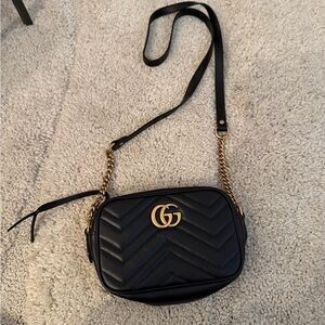 Gucci Black Leather Marmont Mini Crossbody Bag